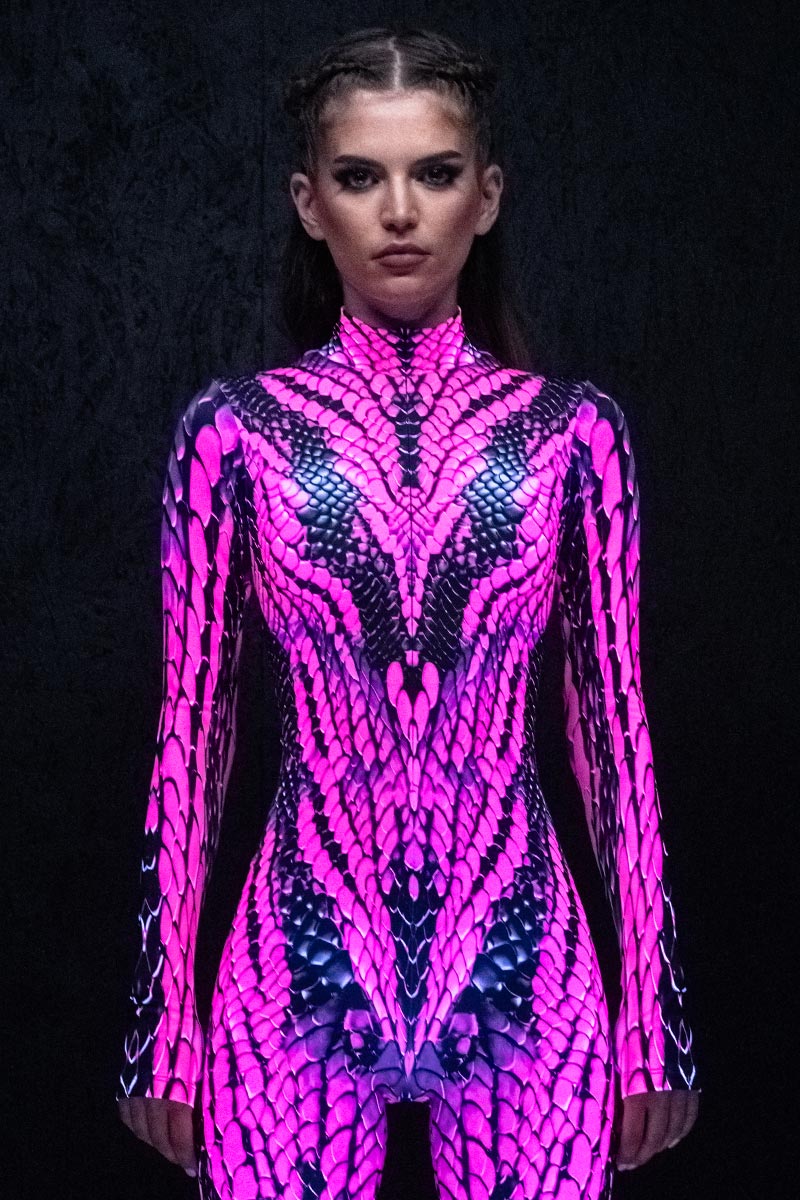 Candy Viper Costume UV Close View