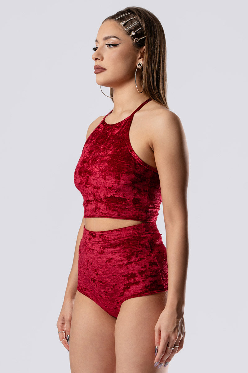crimson-kiss-booty-shorts-red-velvet-side-view