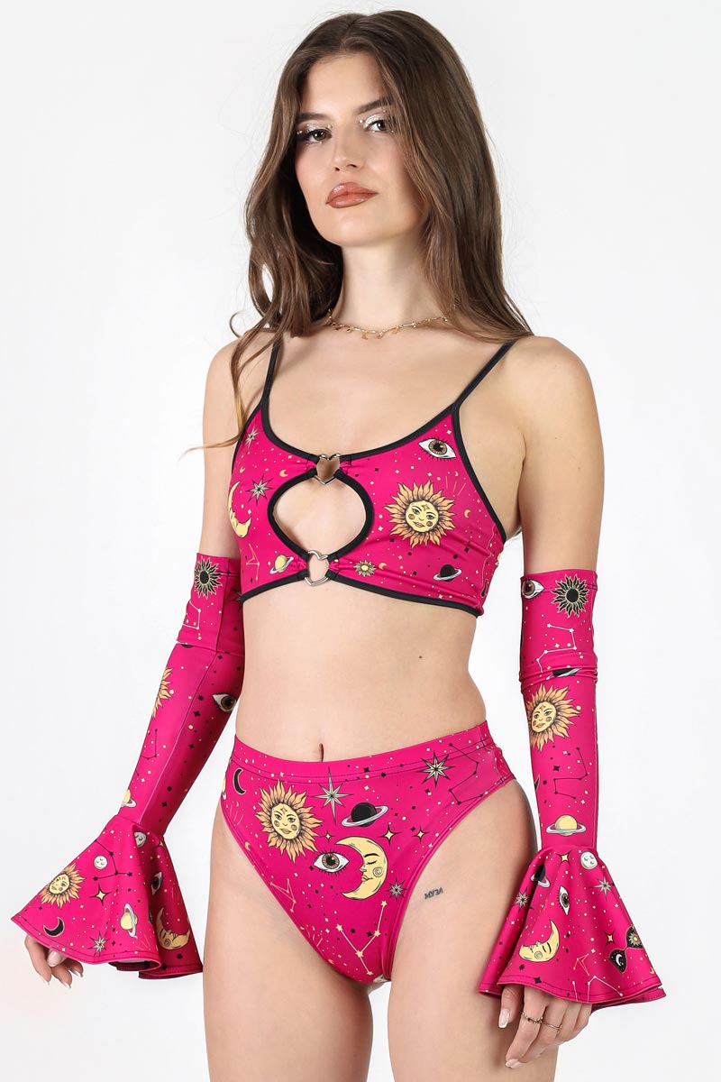 Crimson Mystica High Cut Booty Shorts Set Side View
