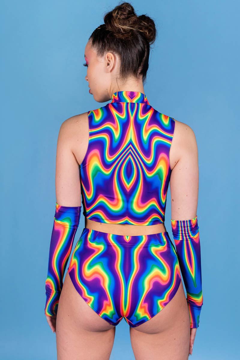 Electric Feel Booty Shorts Set Back View
