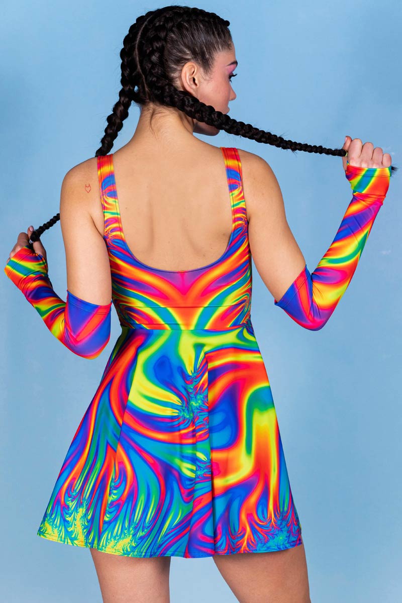 Flameburst Cut Out Skater Dress
