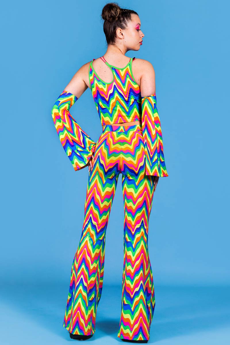 Groovy Rainbow Bell Bottoms Set Back View