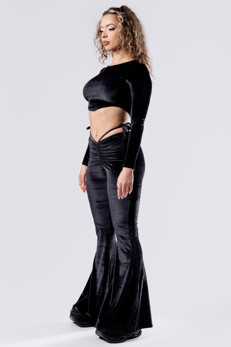 midnight-crush-hip-strap-flare-pants-black-velvet-side-view