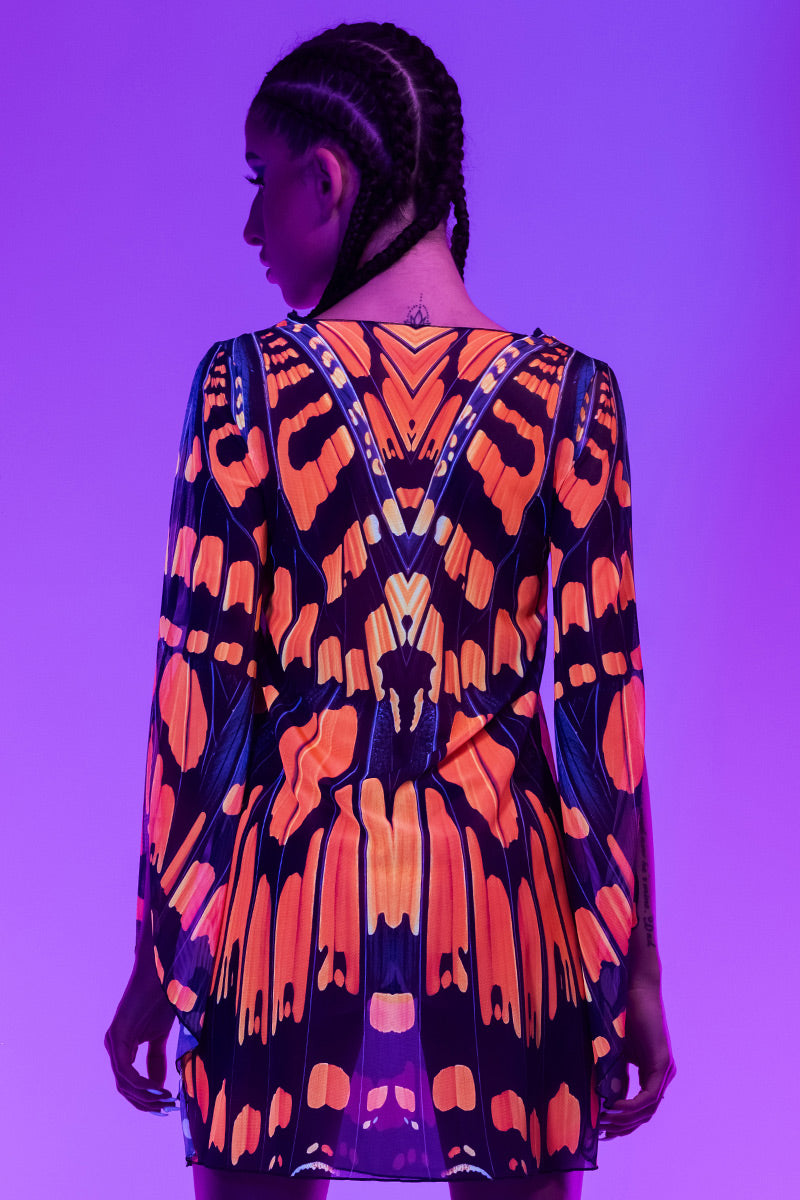 monarch-butterfly-mesh-slit-mini-dress-back-view-uv