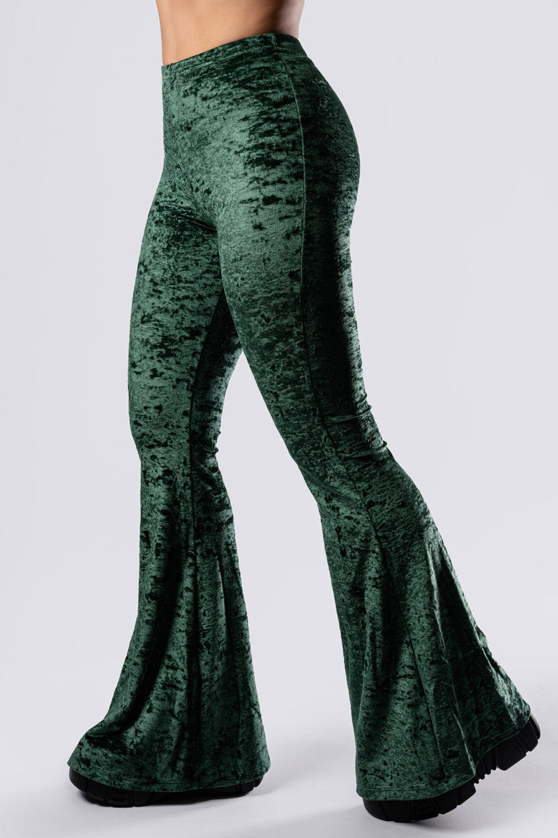 Moss Babe Flare Pants - Green Velvet