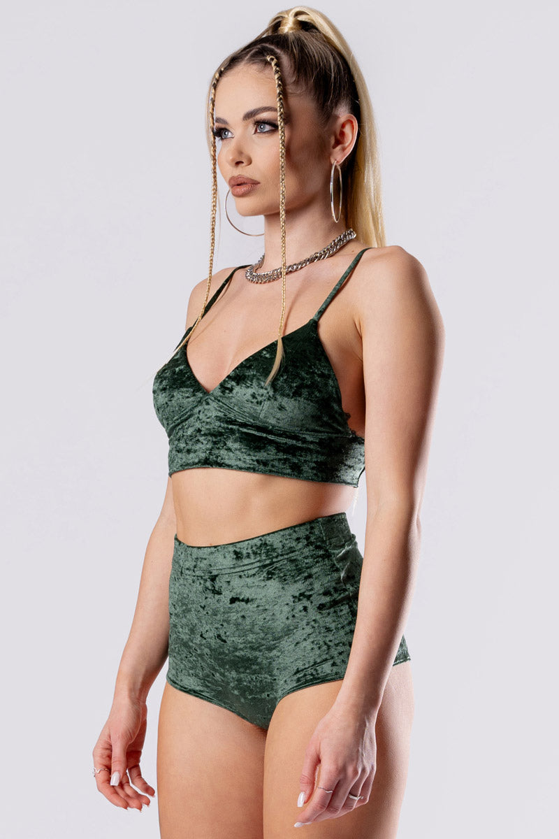 moss-babe-high-rise-booty-shorts-green-velvet-side-view