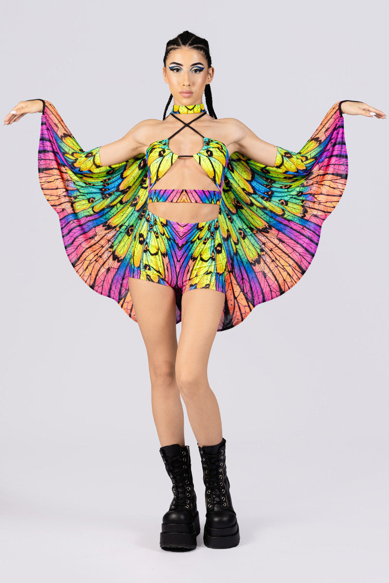 neon-nymph-high-waisted-shorts-front-view