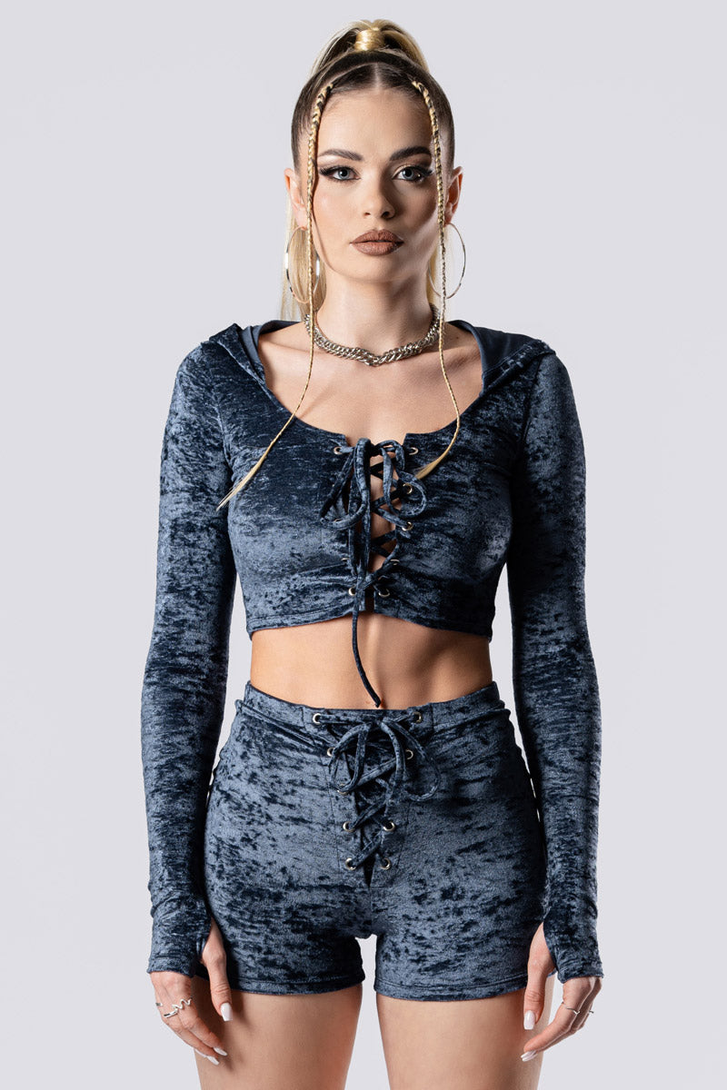 nightshade-lace-up-crop-top-blue-velvet-close-view