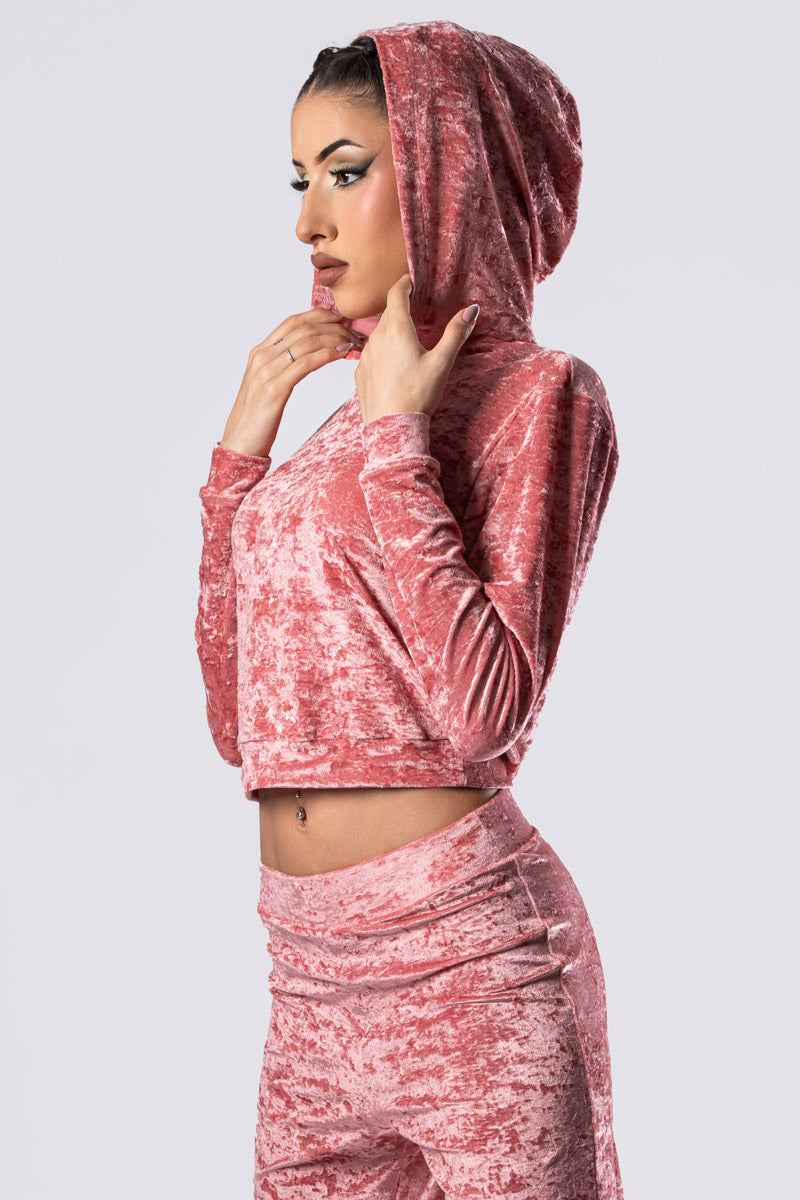 Pink Champagne Velvet Joggers Set
