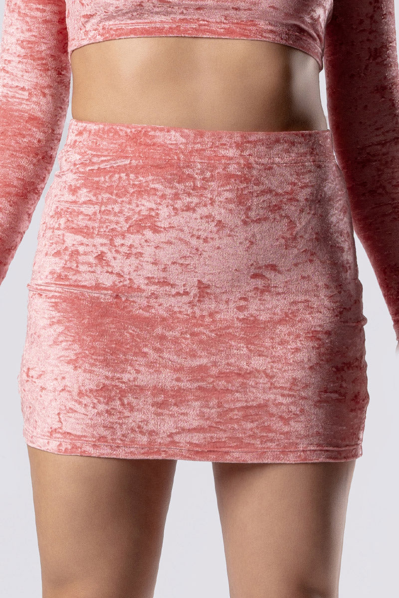 Pink Champagne Velvet Mini Skirt