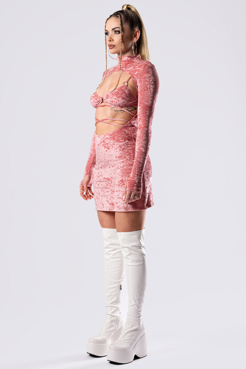 pink-champagne-open-front-dress-pink-velvet-side-view