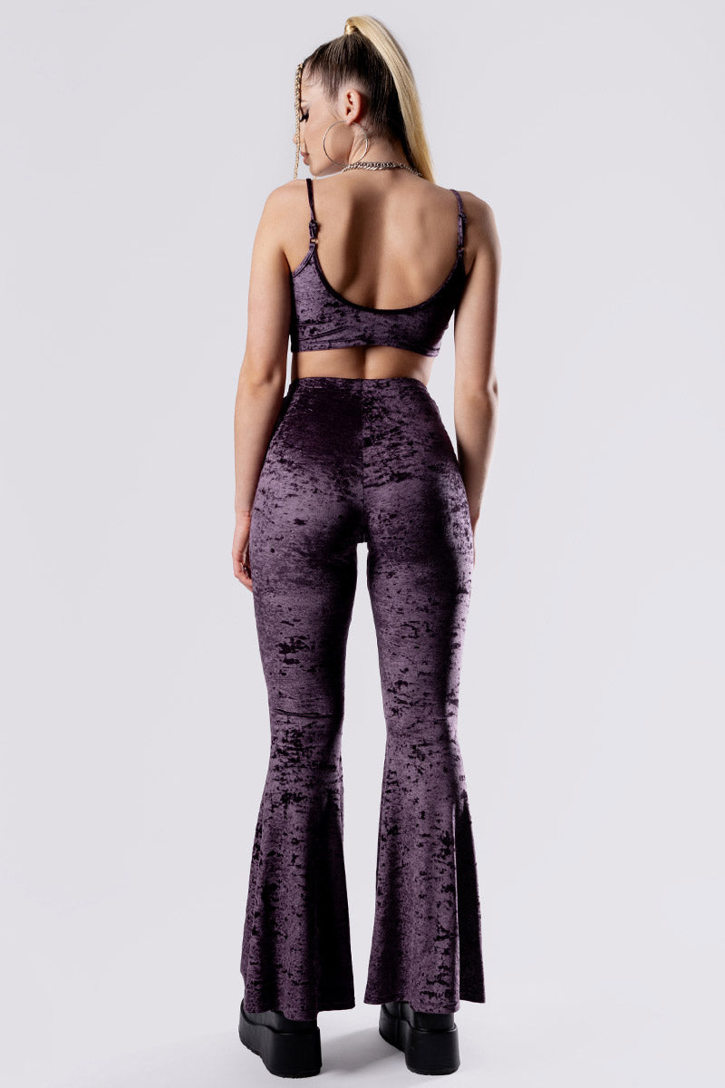 purple-smoke-flare-pants-purple-velvet-back-view