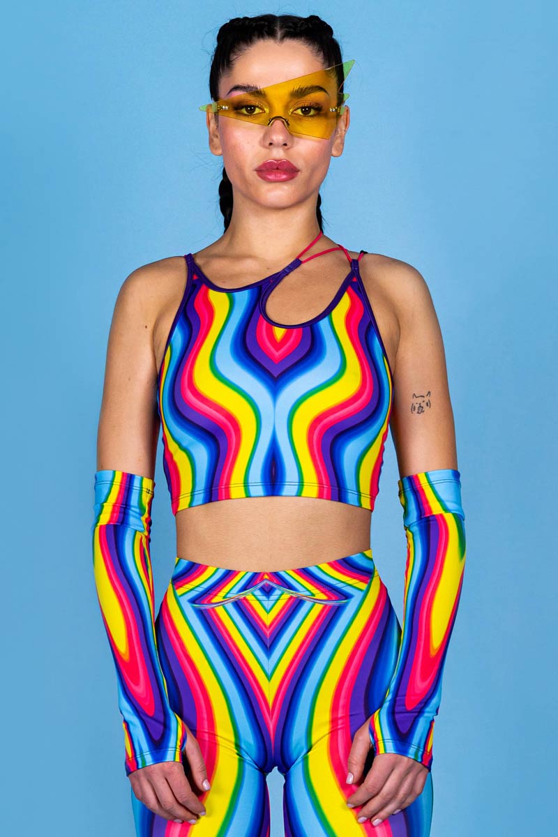 Rainbow Meltdown Crop Top Close View