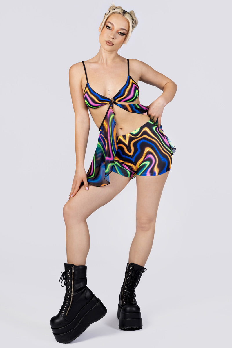 rainbow-vibration-high-waisted-shorts-set-front-view