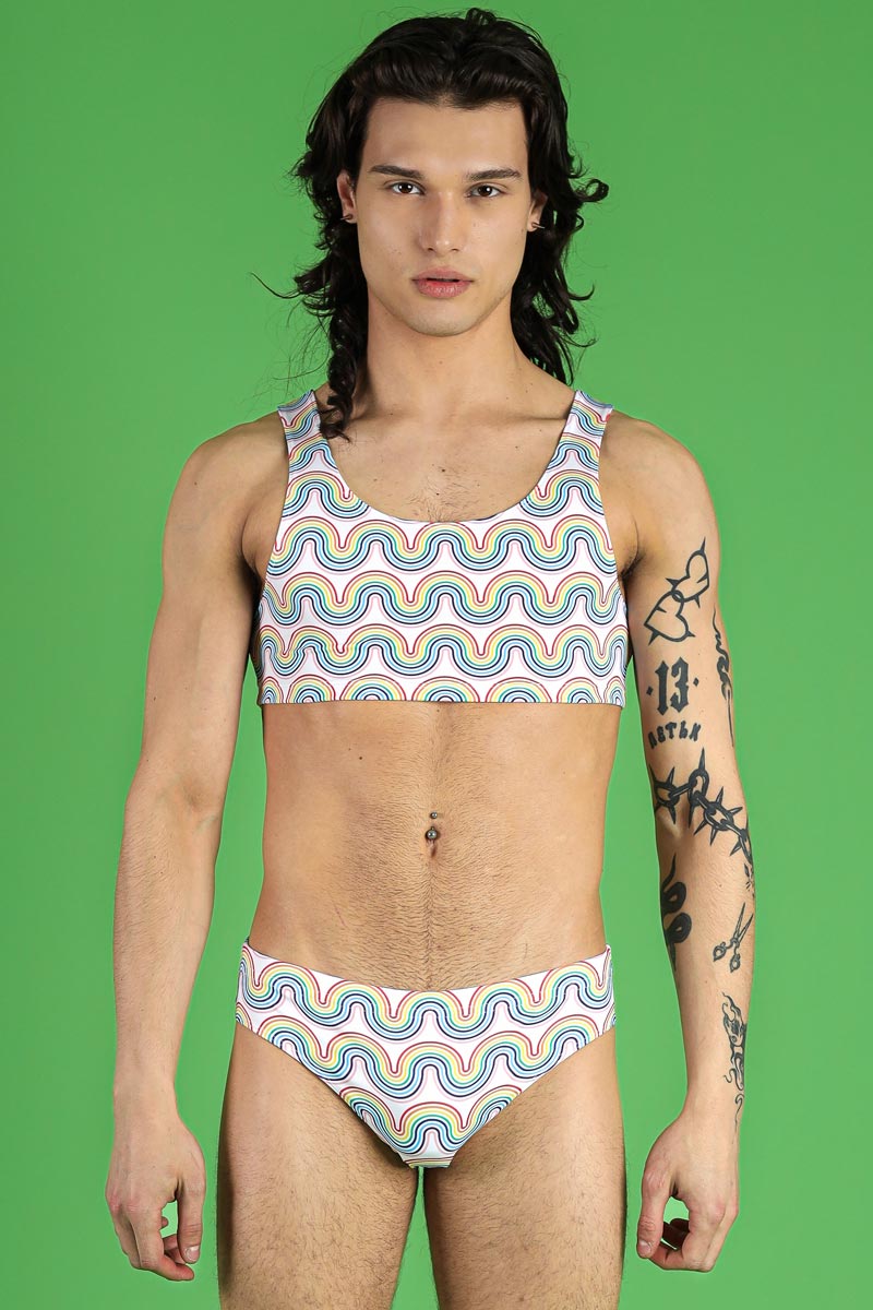 Rainbow Waves Men's Swim Brief Set