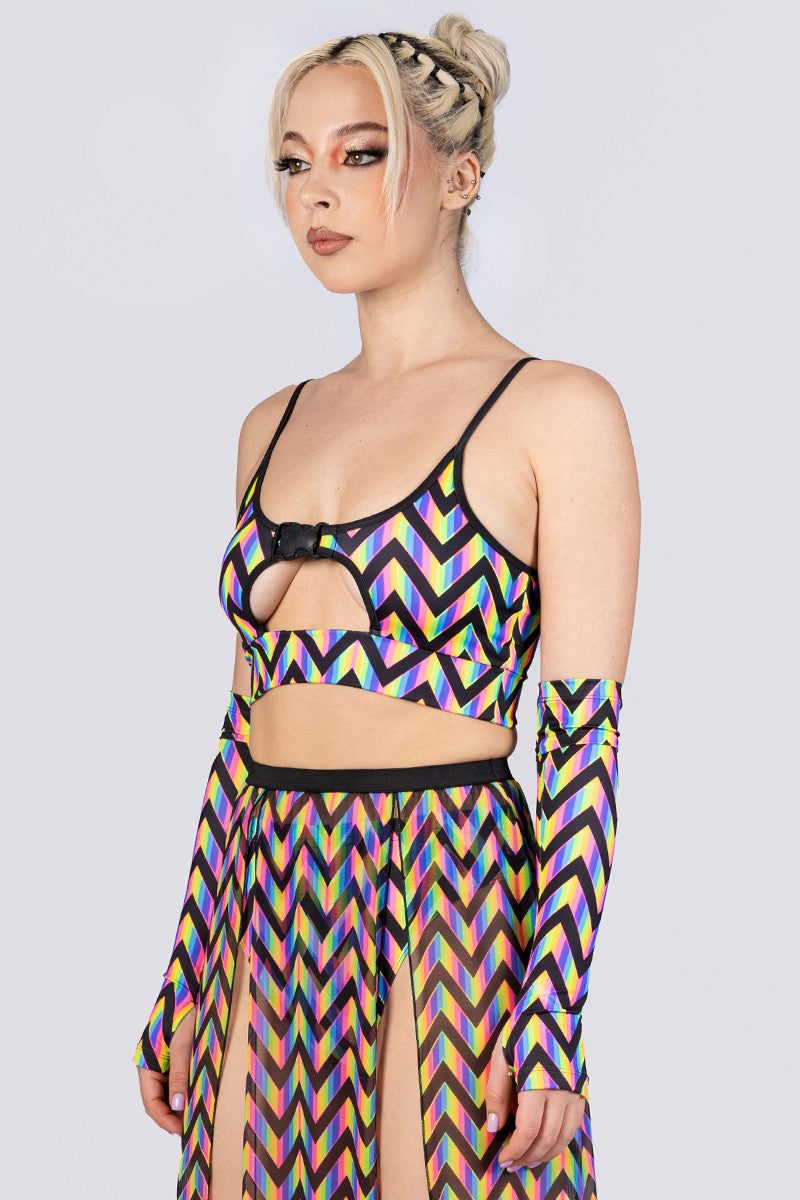 rainbow-zig-zag-buckle-underboob-crop-top-side-view
