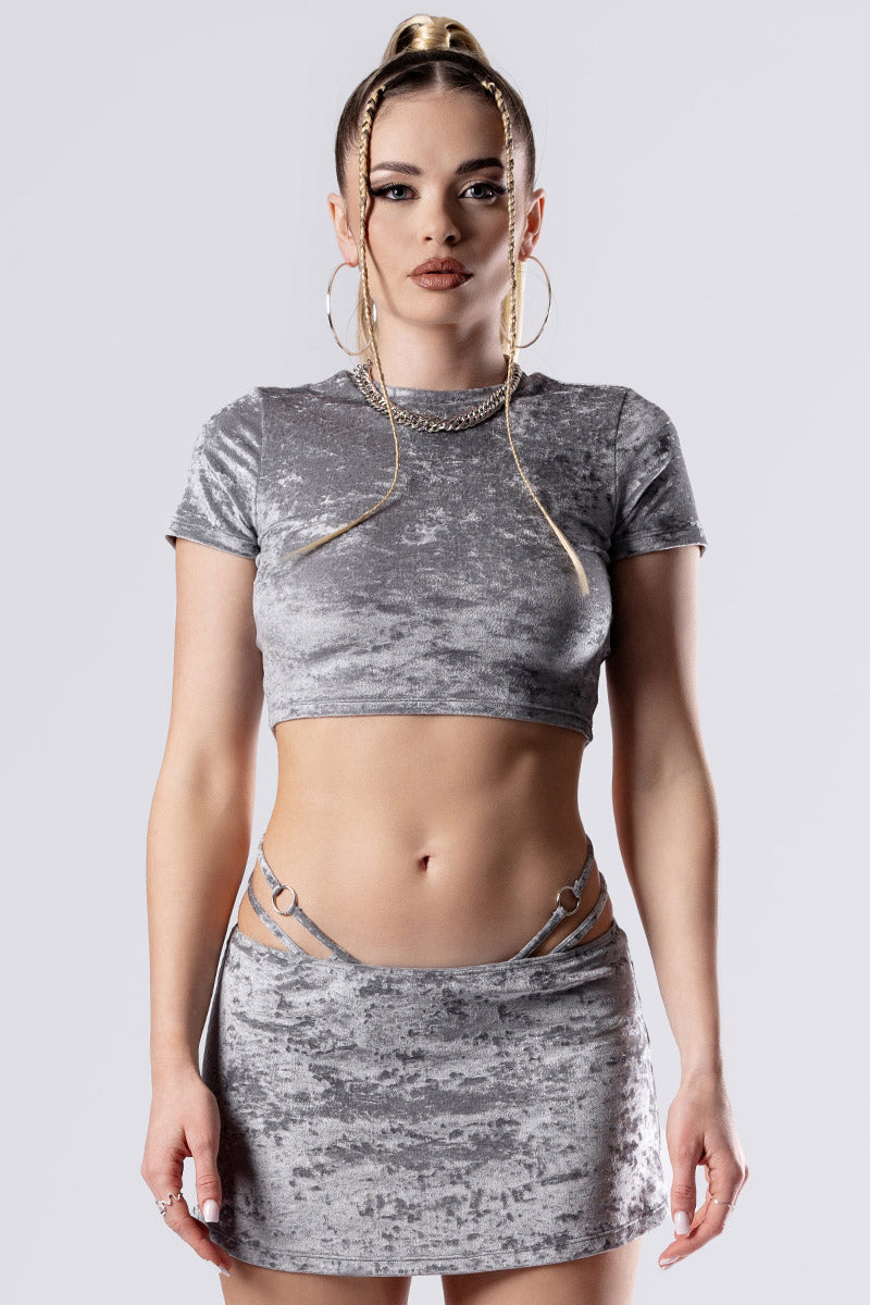 silver-fox-bikini-mini-skirt-grey-velvet-close-view