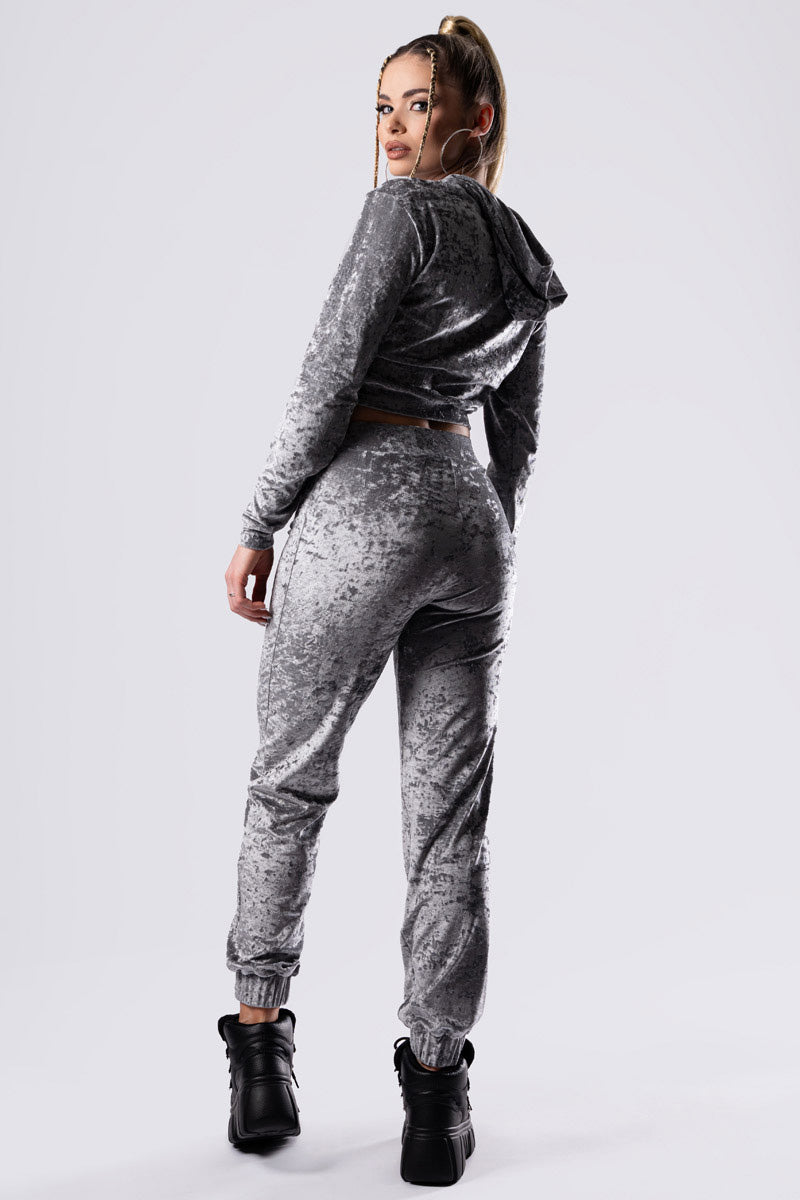 silver-fox-cropped-hoodie-grey-velvet-back-view