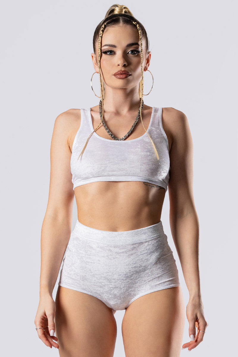 white-innocence-booty-shorts-white-velvet-close-view