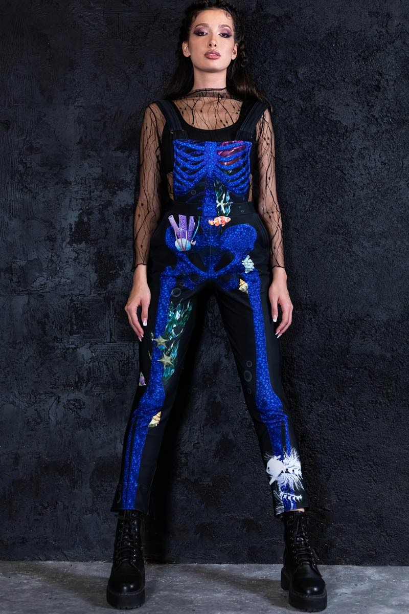 Blue Coral Skeleton Overalls