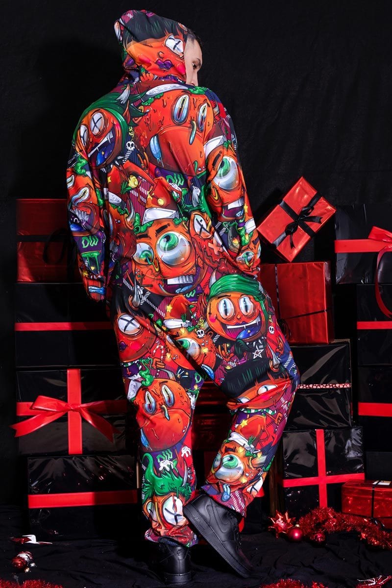 Devil Wears Tartan Onesie for Men Back View
