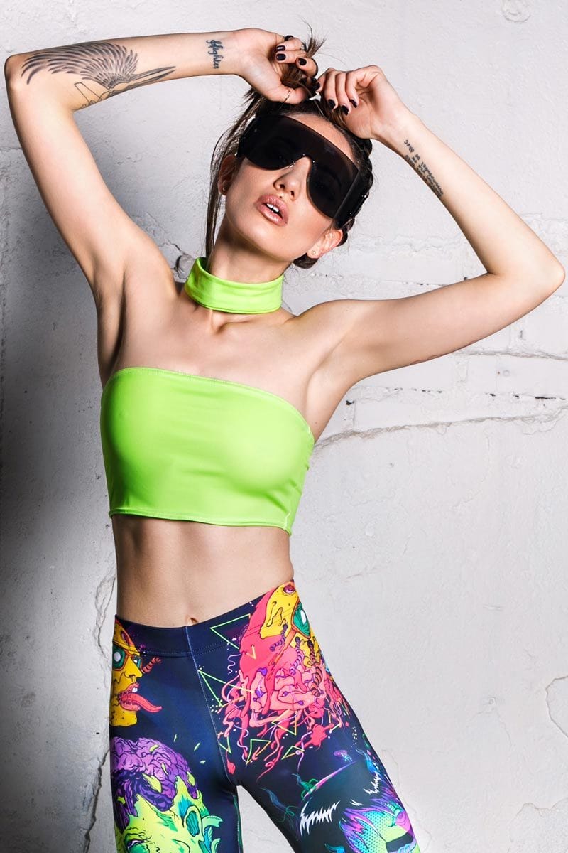 Electric Green Choker Boob Tube Close View