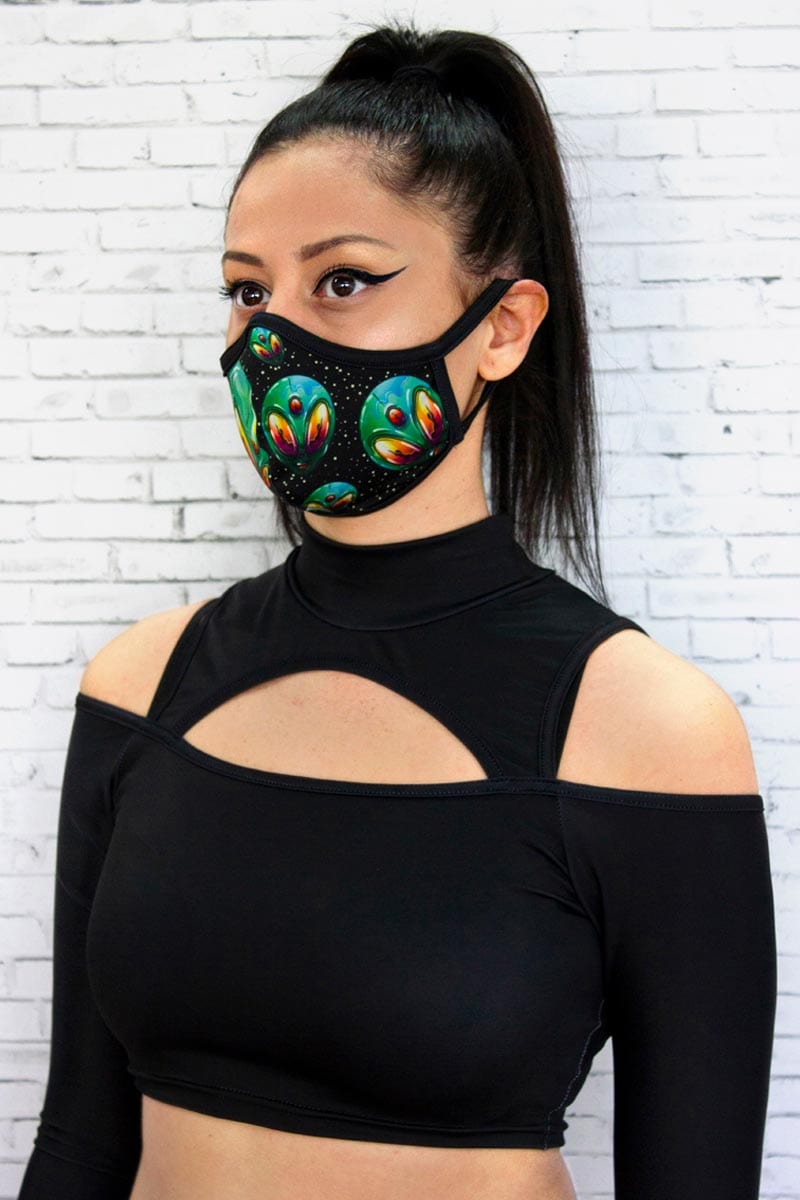 Alien Head Reusable Face Mask Right View