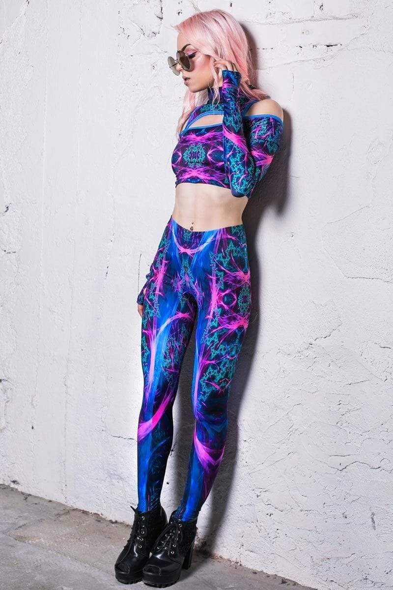 Electric Blue Cold Shoulder Crop Top Side View