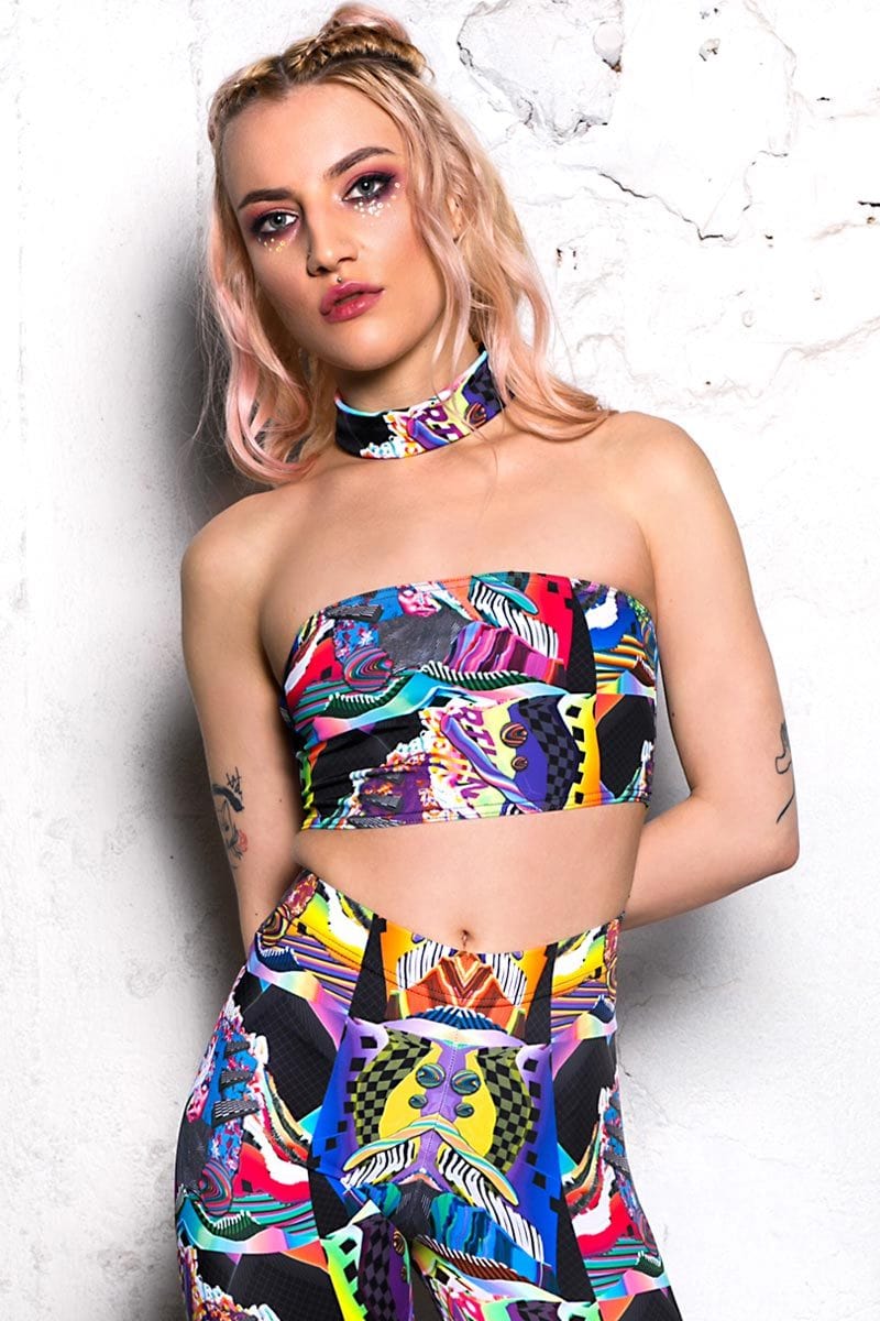 Surrealistic Choker Boob Tube Top Close View