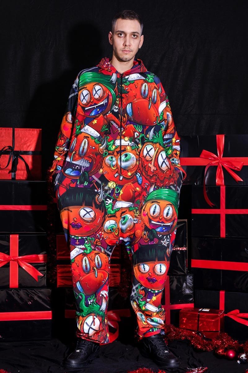 Devil Wears Tartan Onesie for Men Front View