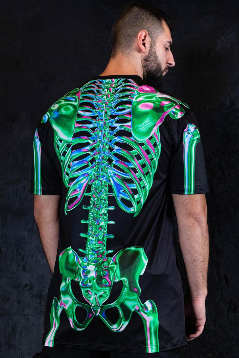 Emerald Skeleton Men Oversized Tee Back View