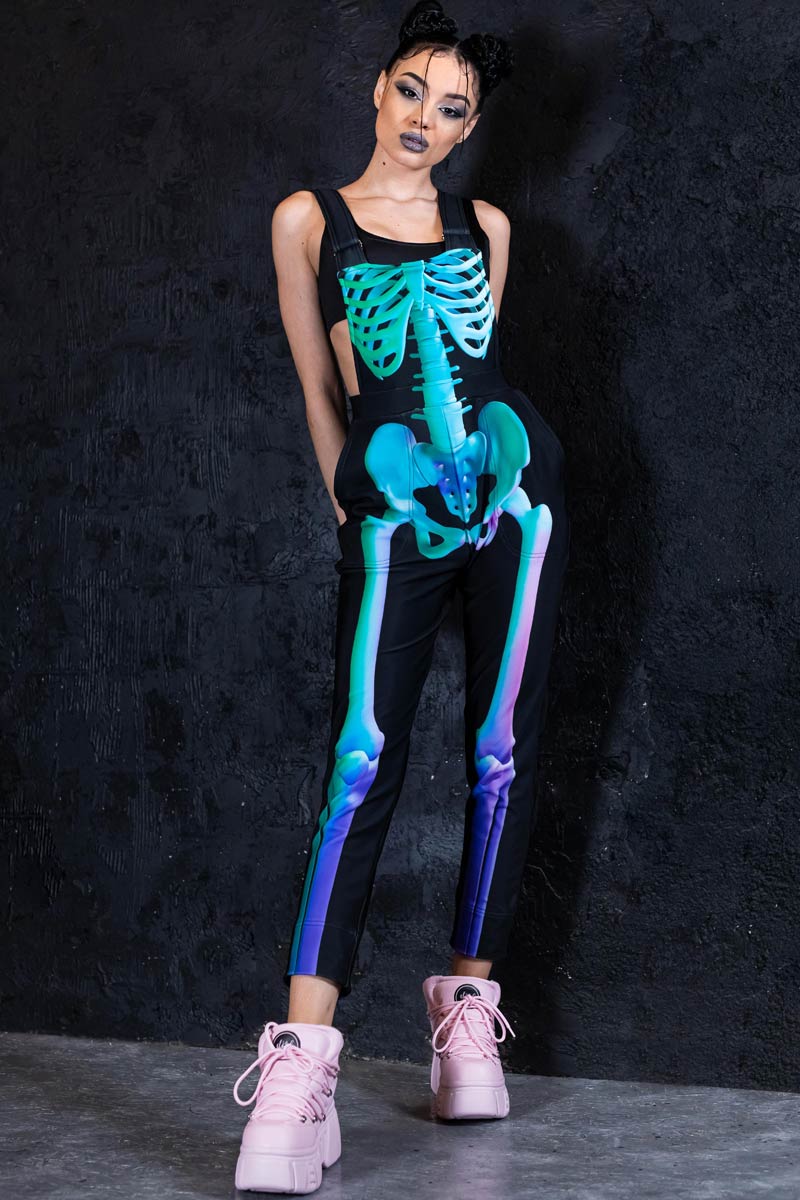 Mint Skeleton Overalls